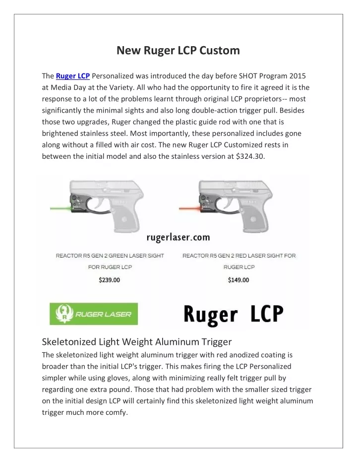 new ruger lcp custom