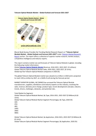 telecom optical module market global outlook