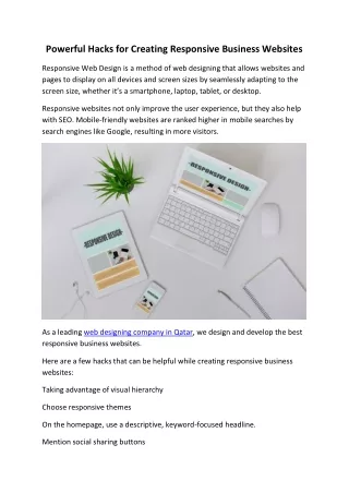 powerful hacks for creating responsive business