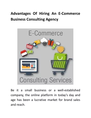 advantages of hiring an e commerce business