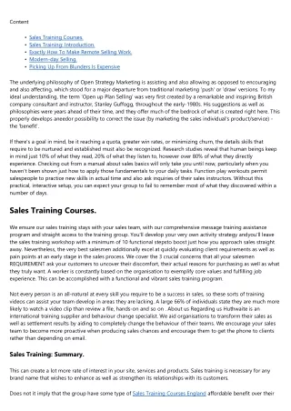 Sales Training And Also Selling Theories
