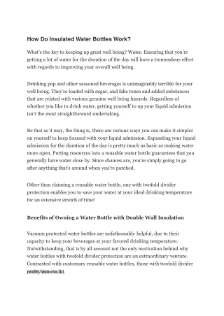 how do insulated water bottles work what