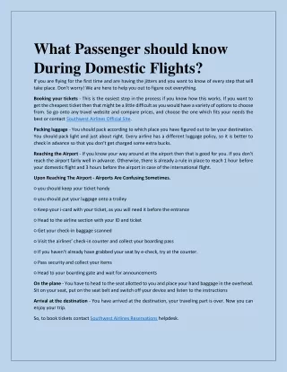 What Passenger should know During Domestic Flights