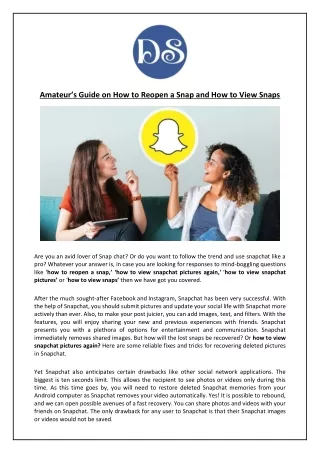 amateur s guide on how to reopen a snap