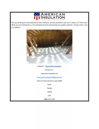 Davie Attic Insulation Americaninsulationco.com