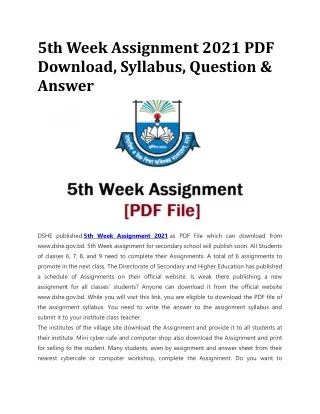 5th week assignment 2021 pdf download syllabus