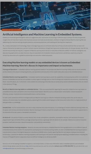 Artificial Intelligence and Machine Learning in Embedded Systems