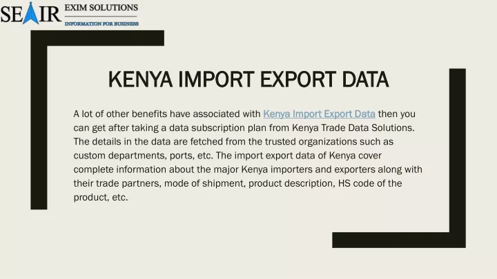 kenya import export data