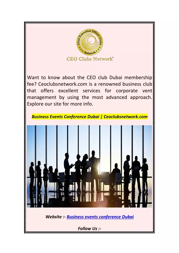 want to know about the ceo club dubai membership