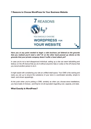7 reasons to choose wordpress for your business