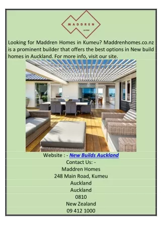New Builds Auckland Maddrenhomes.co.nz
