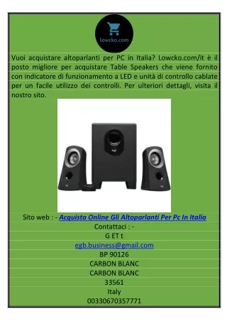 Buy Online Pc Speakers in Italy Lowcko.com it