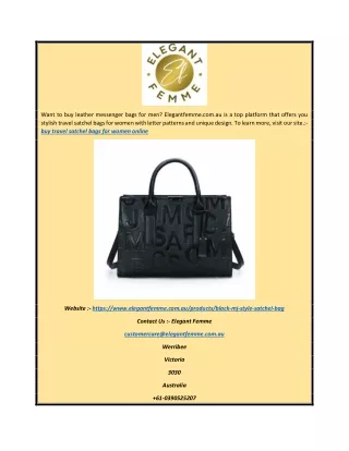 Buy Travel Satchel Bags for Women Online | Elegantfemme.com.au