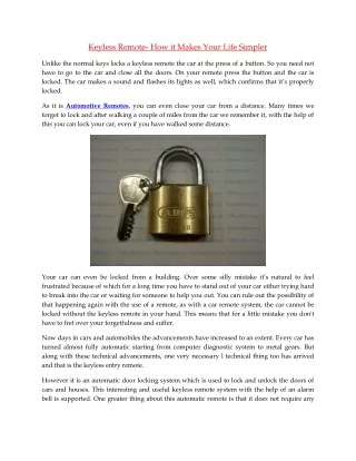 keyless remote how it makes your life simpler