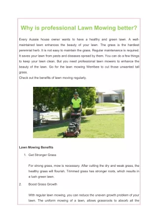 why is professional lawn mowing better