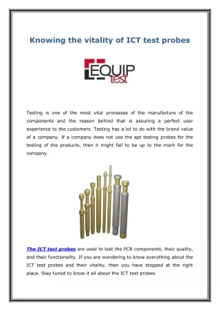 knowing the vitality of ict test probes
