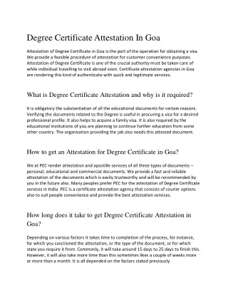 Degree Certificate Attestation In Goa