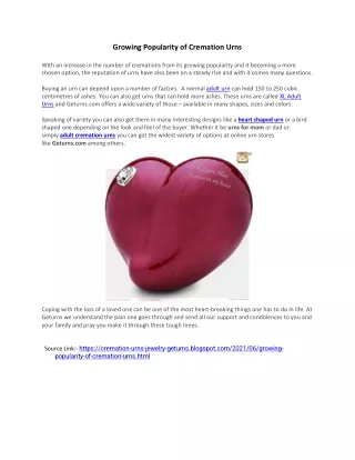 growing popularity of cremation urns