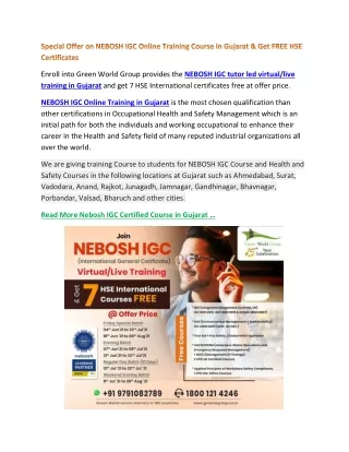 enroll into green world group provides the nebosh