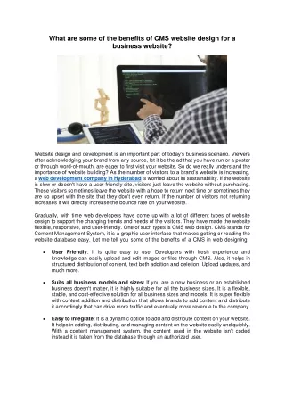 what are some of the benefits of cms website