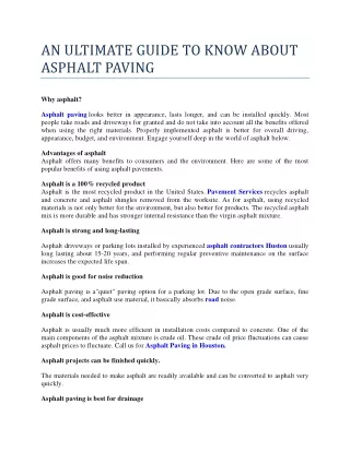 an ultimate guide to know about asphalt paving