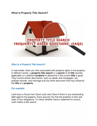 What is Property Title Search?