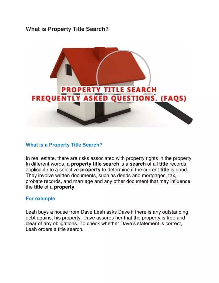 what is property title search