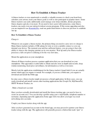 how to establish a fitness tracker