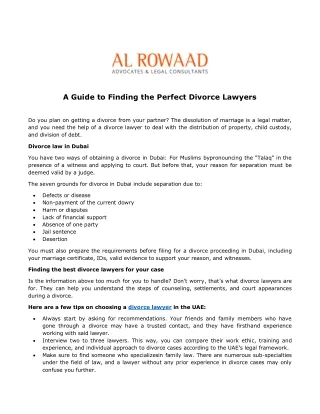 A Guide to Finding the Perfect Divorce Lawyers