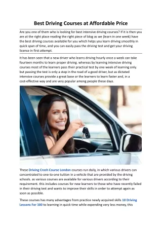 best driving courses at affordable price