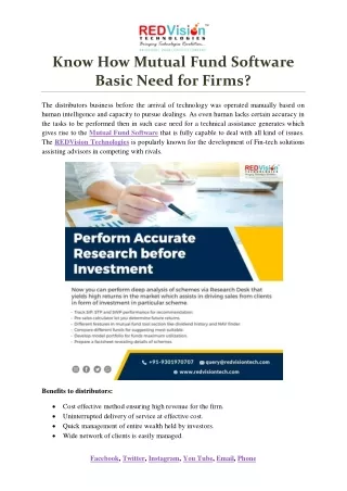 know how mutual fund software basic need for firms