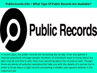 Publicrecords.Info – What Type Of Public Records Are Available?