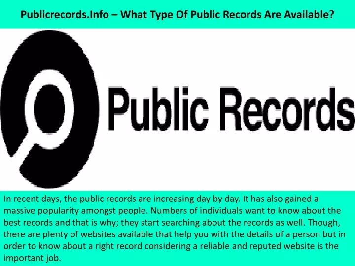 publicrecords info what type of public records are available