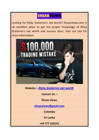 Ricky Gutierrez Net Worth | Ehsanviews.com