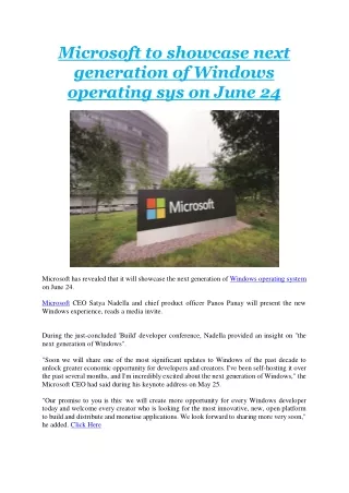 microsoft to showcase next generation of windows