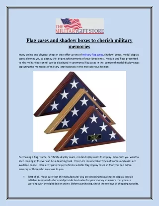 flag cases and shadow boxes to cherish military