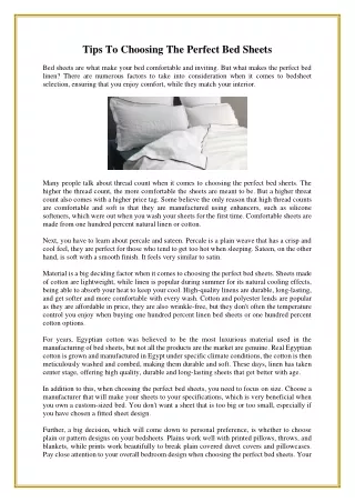 tips to choosing the perfect bed sheets