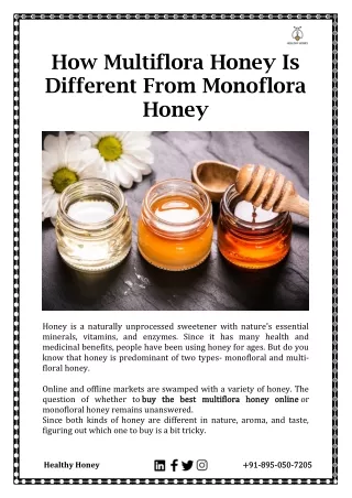 how multiflora honey is different from monoflora