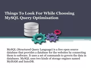 Things To Look For While Choosing MySQL Query Optimisation