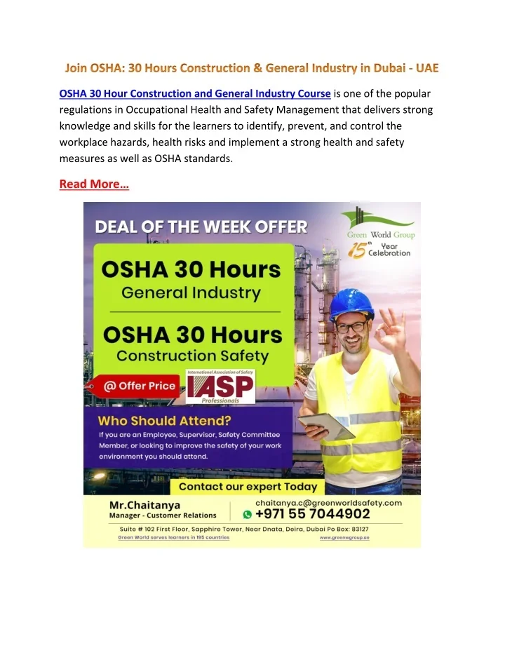 PPT - Join OSHA 30 Hours Construction & General Industry in Dubai - UAE ...