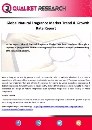 Global Natural Fragrance Market Business Strategy , Application Analysis