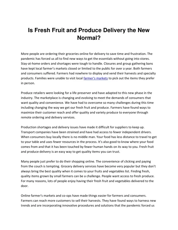 is fresh fruit and produce delivery the new normal