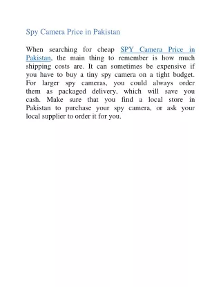 SPY Camera Price in Pakistan