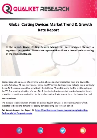 Global Casting Devices Market Research Report  Top Companies, Segmentations,