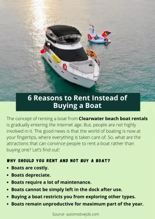 6 Reasons to Rent Instead of Buying a Boat