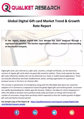 Global Digital Gift card Market Size ,Business Opportunity , Applications,