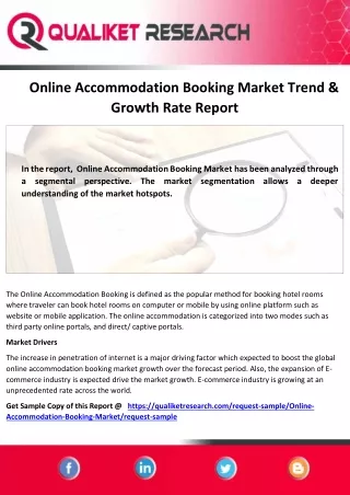 Global Online Accommodation Booking Market Size, Share, Industry Growth Analysis
