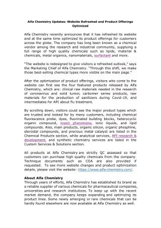 alfa chemistry updates website refreshed