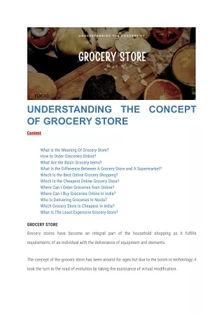 UNDERSTANDING THE CONCEPT OF GROCERY STORE