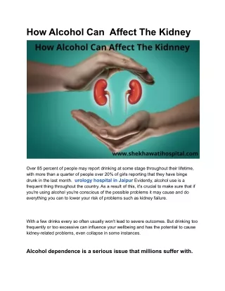 how alcohol can affect the kidney